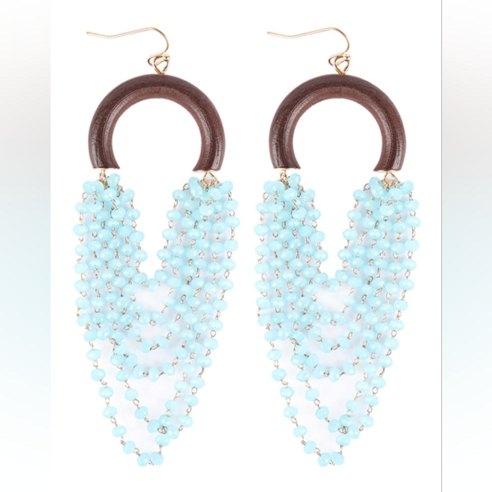 LAYERED STATEMENT HOOK EARRINGS - BLUE